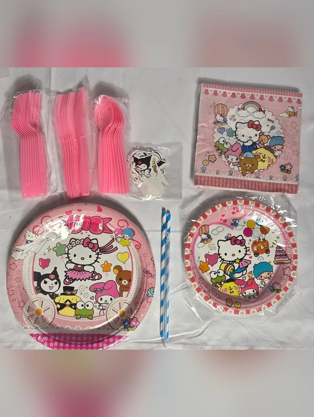 Kawaii Hello Kitty Birthday Party Decorations, Kawaii Party Supplies Set